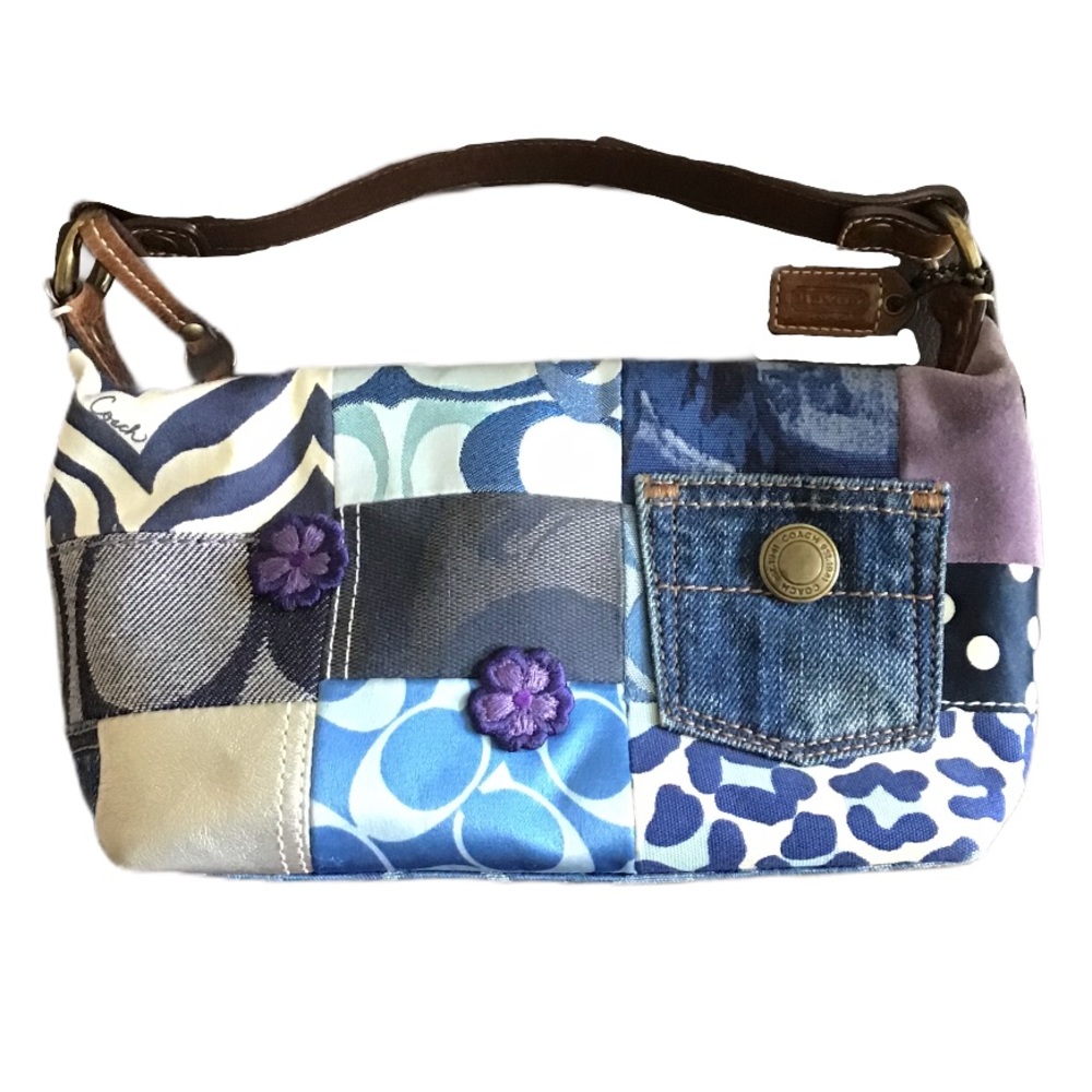Authentic Coach Denim Embroidered MultiPatch Purse